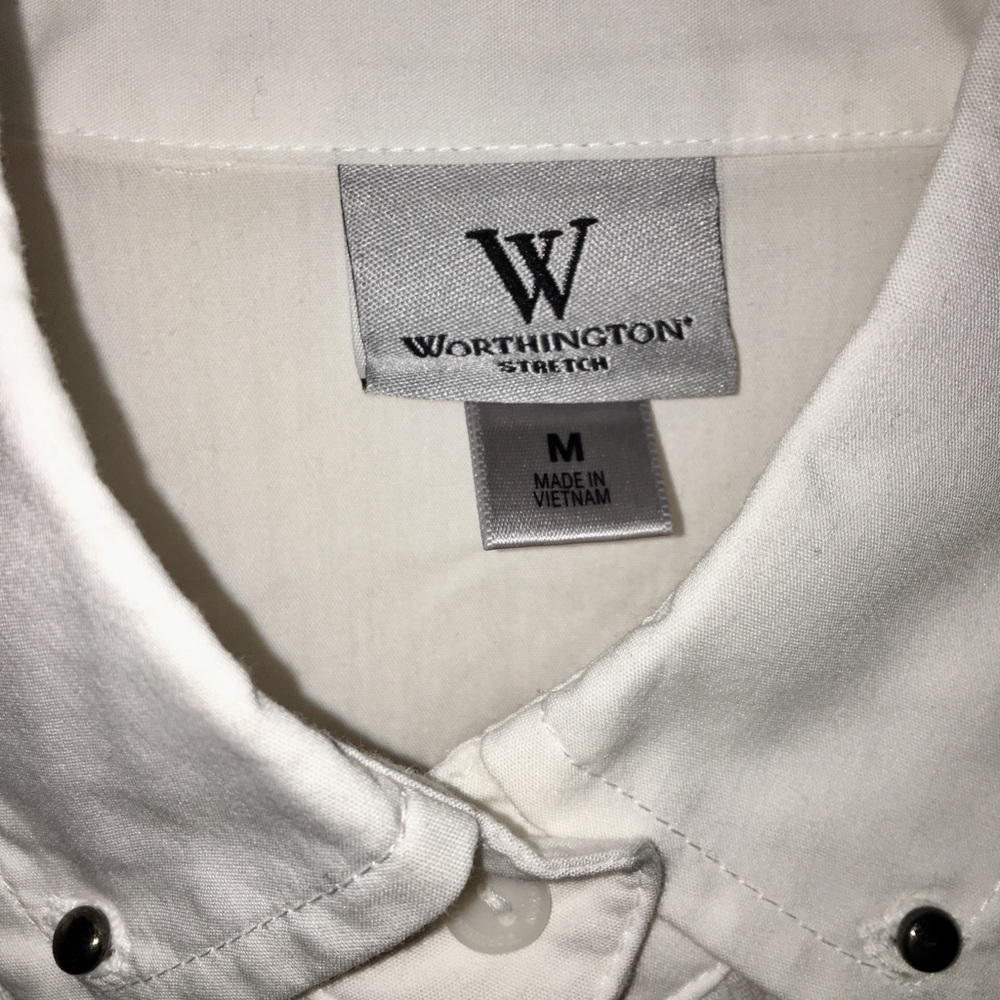 Worthington Stretch White Button Down Blouse - image 3